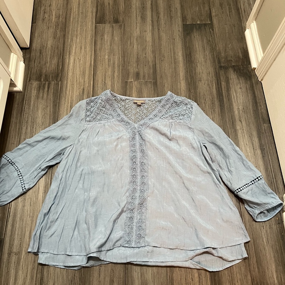 blue lace blouse